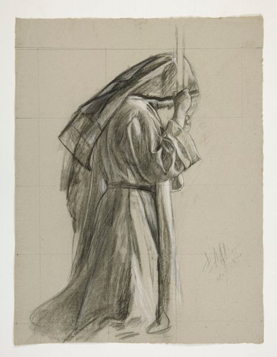 Estudo de figura para o Cavaleiro de Sir Galahad, de The Quest of the Holy Grail (uma série de quinze pinturas para a Biblioteca Pública de Boston, concluída em 1901) de Edwin Austin Abbey