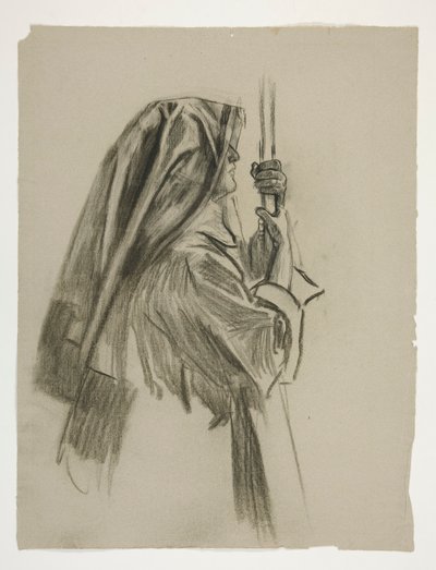Estudo figurativo para o Cavaleiro de Sir Galahad, de The Quest of the Holy Grail (uma série de 15 quadros para a Biblioteca Pública de Boston, concluída em 1901) de Edwin Austin Abbey