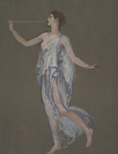 Estudo da figura da Fama(?) em de Edwin Austin Abbey