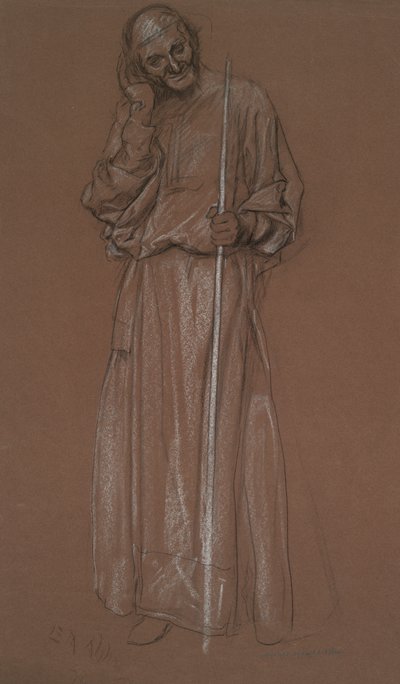 Estudo figurativo, homem velho com pessoal, possivelmente Polonius em de Edwin Austin Abbey
