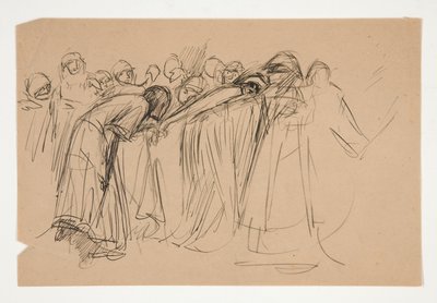 Galahad and the Captive Virtues, estudo para The Quest of the Holy Grail (série de quinze pinturas para a Biblioteca Pública de Boston, concluída em 1901) de Edwin Austin Abbey