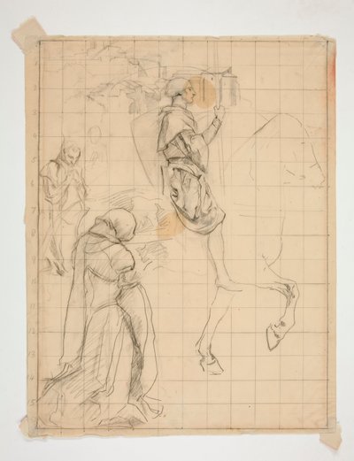 Galahad a cavalo: estudo para de Edwin Austin Abbey