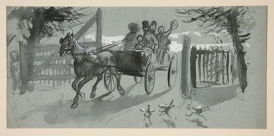Grupo de pessoas em um carrinho aberto - (ilustração não identificada) de Edwin Austin Abbey