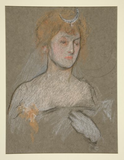 Cabeça e ombros de mulher, retrato da coroação de Edward VII de Edwin Austin Abbey