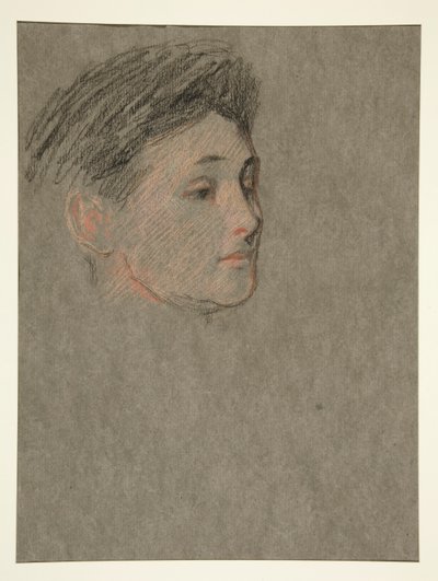 Cabeça de mulher, cabelo preto, para a Coroação de Eduardo. VII de Edwin Austin Abbey