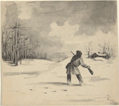 caçador na neve de Edwin Austin Abbey