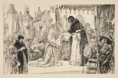Isabella e o Duque - Acto V, Cena I, Medida por Medida de Edwin Austin Abbey
