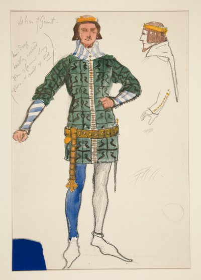 John of Gaunt, esboço de figurino para Henry Irving de Edwin Austin Abbey