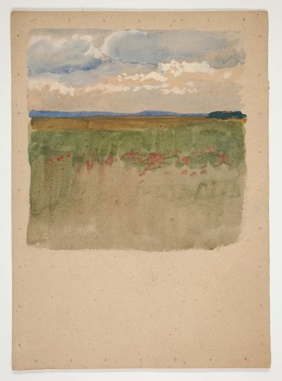 Paisagem com campo, horizonte, céu de Edwin Austin Abbey