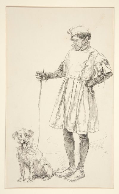 Lance e seu cachorro, do Ato IV, Cena IV, Dois Cavalheiros de Verona de Edwin Austin Abbey