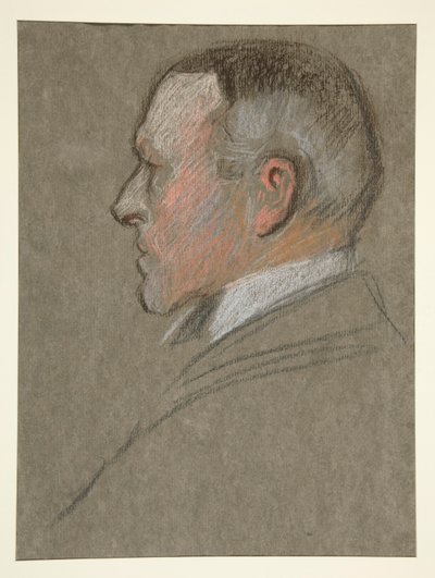 Cabeça de perfil esquerdo do homem, para Coroação de Edw. VII de Edwin Austin Abbey