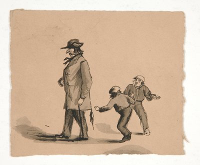 Homem andando com dois meninos de Edwin Austin Abbey