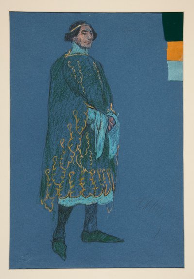 Estudo variado, esboço de figurino para Henry Irving de Edwin Austin Abbey
