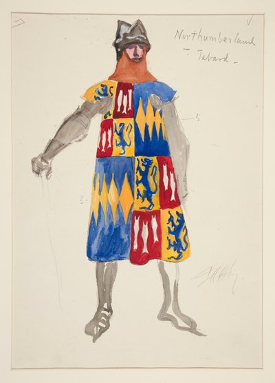 Northumberland - Tabard, esboço de figurino para Henry Irving de Edwin Austin Abbey