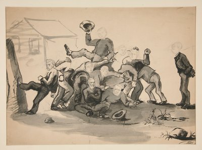 Pilha de homens: caricatura de de Edwin Austin Abbey