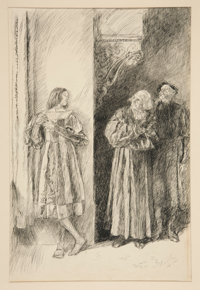 Proteus e Antonio, do Acto I, Cena iii, Dois Cavalheiros de Verona de Edwin Austin Abbey