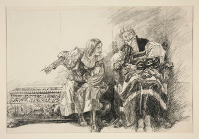 Proteus e o Duque, do Acto III, Cena i, Dois Cavalheiros de Verona de Edwin Austin Abbey