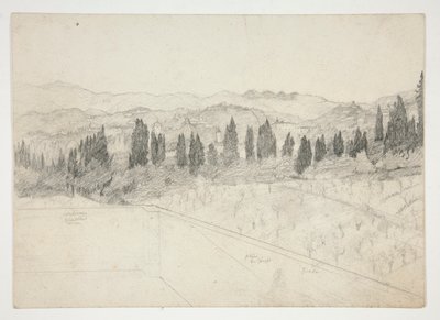 Paisagem romana(?) vista da varanda (reto); Seascape (verso) de Edwin Austin Abbey