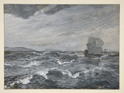 Seascape com barco à vela de Edwin Austin Abbey