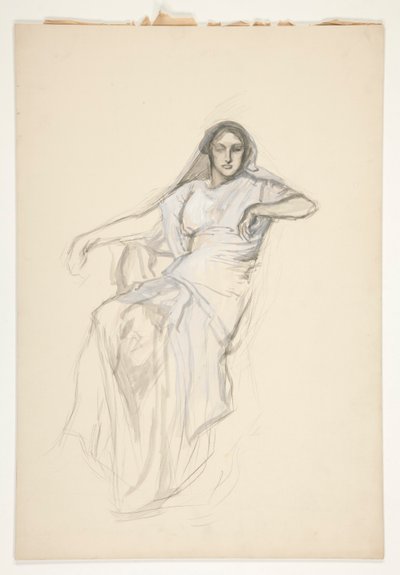 Senhora sentada, esboço para uma peça de Shakespeare não identificada de Edwin Austin Abbey