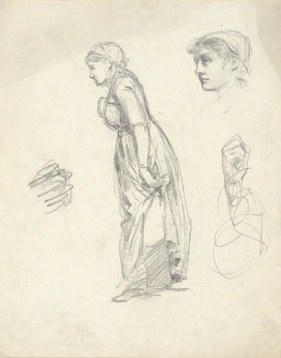 Folha de Estudos: Mulher, Cabeça, e Mãos de Edwin Austin Abbey
