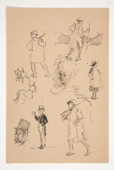 Folha de esboços de figuras do país de Edwin Austin Abbey
