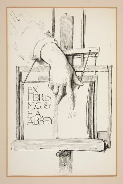 Esboço para Ex Libris: M.G. & E.A. Abadia de Edwin Austin Abbey