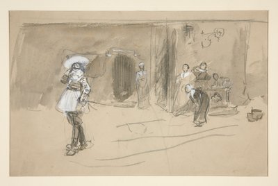 Esboço para uma ilustração para Selections from the Poetry of Robert Herrick (livro publicado por Harper em 1882, publicado anteriormente em Harper de Edwin Austin Abbey
