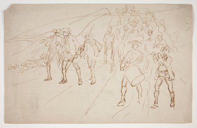 Esboço de tropas da Guerra Revolucionária, marchando de Edwin Austin Abbey