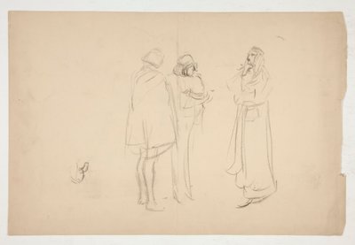 Esboço de Três Homens, de Mercador de Veneza de Edwin Austin Abbey