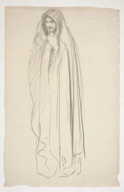 Esboço de uma figura feminina camuflada para Three Marys at the Cross de Edwin Austin Abbey