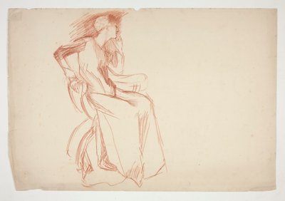Esboço de uma figura feminina, sentada - ilustração não identificada de Edwin Austin Abbey