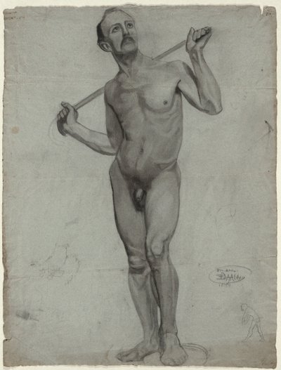 Esboço de um nu masculino (desenho de estúdio) de Edwin Austin Abbey