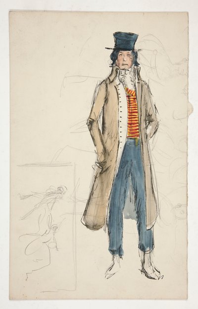 Esboço de um homem - estudo de figurino para La Tosca(?) de Edwin Austin Abbey