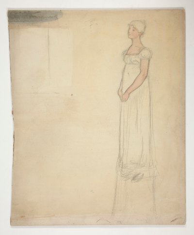 Esboço de uma mulher - estudo de trajes para uma peça de teatro? de Edwin Austin Abbey