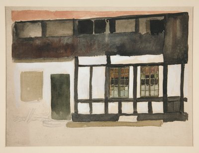 Esboço do exterior de uma casa Tudor de Edwin Austin Abbey