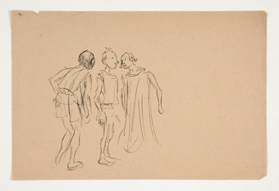 Esboço de três homens (estudo para 1937.1072?), do Comerciante de Veneza de Edwin Austin Abbey