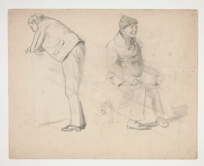 Esboço de dois homens - ilustração não identificada de Edwin Austin Abbey