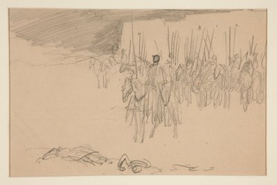 Soldado a cavalo - (ilustração não identificada) de Edwin Austin Abbey