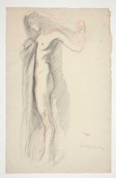 Estudo da figura das 18h, para o mural The Hours no edifício do Capitólio do Estado em Harrisburg, Pensilvânia de Edwin Austin Abbey
