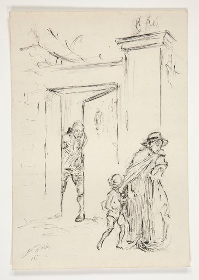 Estudo para .1208 - ilustração para Oliver Goldsmith de Edwin Austin Abbey