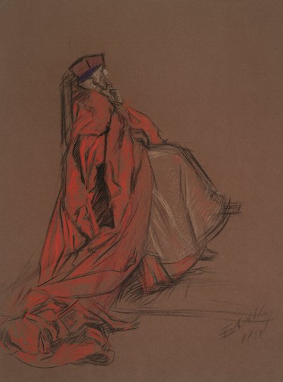 Estudo para o Cardeal Woolsey para o julgamento de Catherine de Edwin Austin Abbey