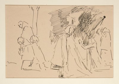 Estudo para Sacerdote e a Grande Senhora (aguarela) de Edwin Austin Abbey