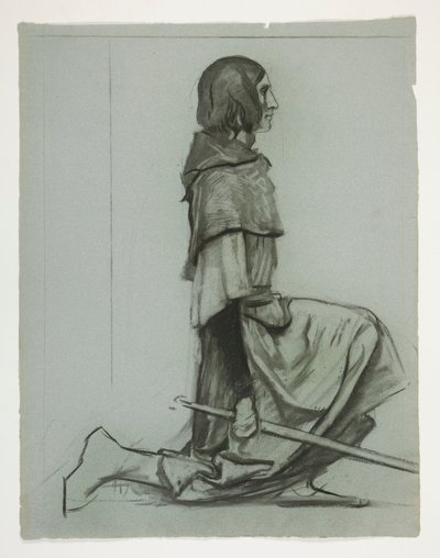Estudo para The Key to the Castle, de The Quest of the Holy Grail (uma série de quinze pinturas para a Biblioteca Pública de Boston, concluída em 1901) de Edwin Austin Abbey