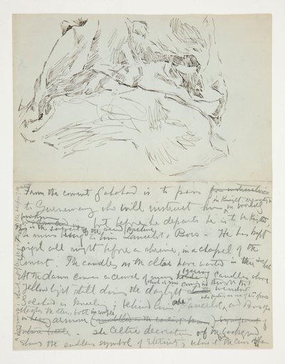 Estudo para The Quest of the Holy Grail (série de quinze pinturas para a Biblioteca Pública de Boston, concluída em 1901): estudo de cortinas de Edwin Austin Abbey