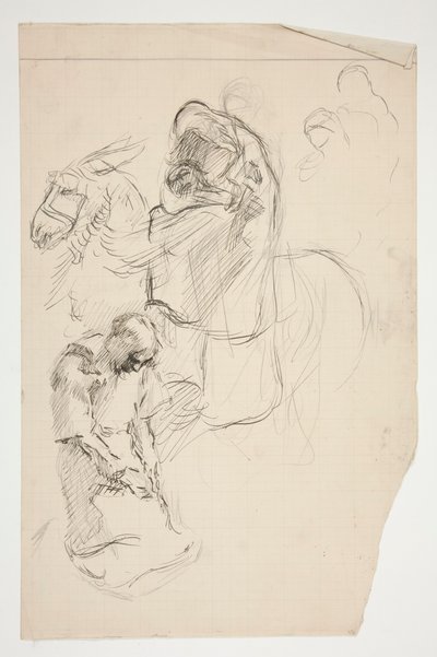 Estudo para The Quest of the Holy Grail (série de quinze quadros para a Biblioteca Pública de Boston, concluída em 1901) de Edwin Austin Abbey