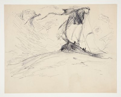 Estudo para The Quest of the Holy Grail (série de quinze quadros para a Biblioteca Pública de Boston, concluída em 1901) de Edwin Austin Abbey