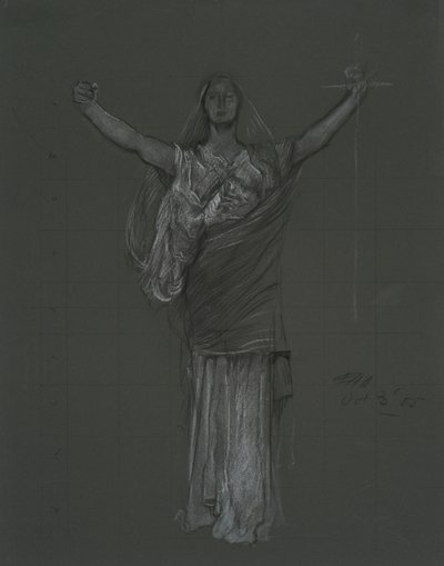 Estudo para figura alegórica do Direito, rondel na rotunda do edifício da capital do estado da Pensilvânia, Harrisburg, 1902-1911 de Edwin Austin Abbey