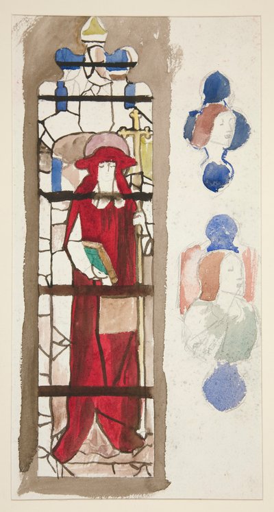 Estudo para um vitral não identificado retratando um cardeal (?) de Edwin Austin Abbey
