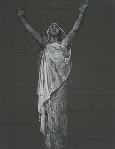 Estudo para figura de Religião Rondel na rotunda do Capitólio do Estado em Harrisburg, Pensilvânia, 1902-1911 de Edwin Austin Abbey